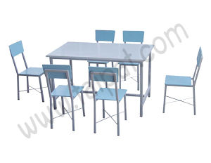 โต๊ะเก้าอี้นักเรียนอนุบาล 4-6 ที่นั่ง T-KG-S6 (เก้าอี้ขากากบาท)