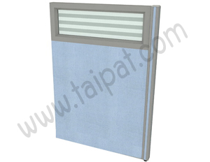 พาร์ทิชั่น กั้นห้อง ล่างทึบ-บนกระจกพ่นทรายสลับใส ไม่มีกล่องไฟ มีเฟรม