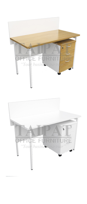 โต๊ะทำงานขาเหล็ก Opera มีมินิสกรีน และตู้ล้อเลื่อน