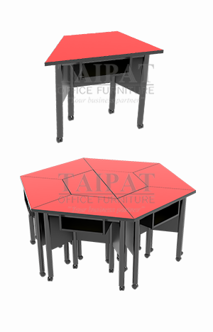 โต๊ะสี่เหลี่ยมคางหมู มีล้อเลื่อน มีกำบัง มีกล่อง  T-0565
