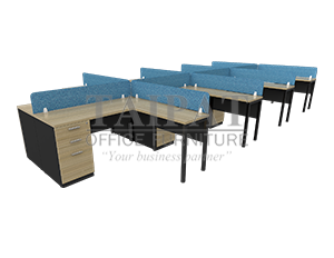 WORKSTATION WS-26-8 โต๊ะทำงานตัวแอลแบบกลุ่ม