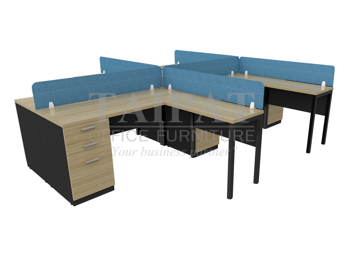 WORKSTATION WS-26-4 โต๊ะทำงานตัวแอลแบบกลุ่ม