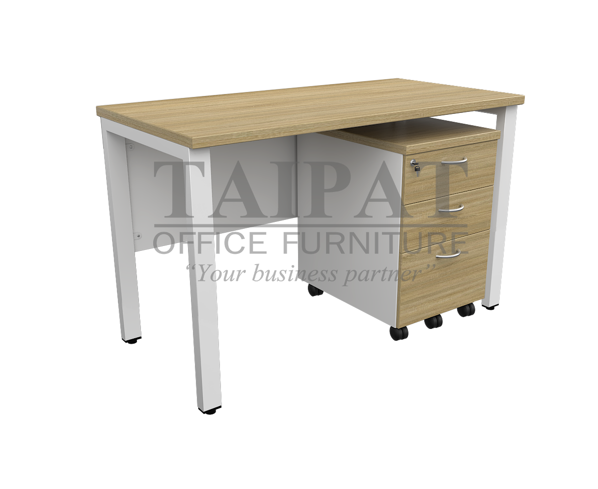 โต๊ะทำงานขาเหล็ก RSTS มีตู้ล้อเลื่อน