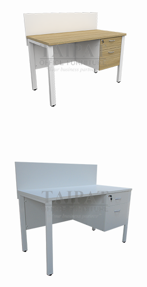 โต๊ะทำงานขาเหล็ก RSTS มี 2 ลิ้นชัก มีมินิสกรีน