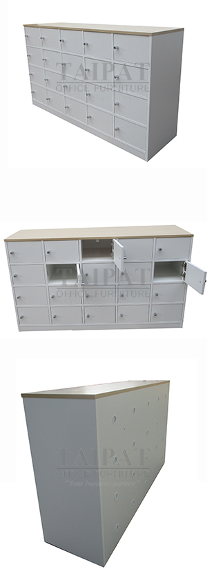 ชั้นวางรองเท้า 20 ช่อง มีประตูปิด SHCD-148020 (TOP สีลายไม้)