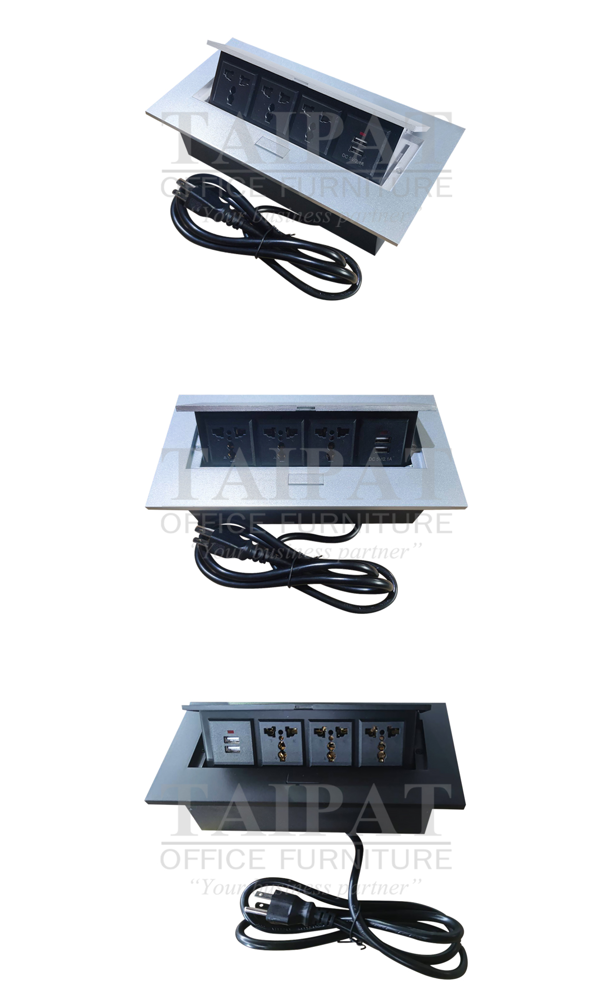 กล่องไฟ POP-UP แบบมีสายไฟ ( ฝาสีเงิน , สีดำ ) รุ่น CS-11703/PB1