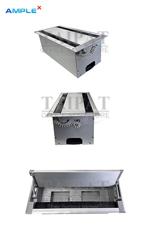 กล่องไฟแบบฝัง 2 ช่อง เปิดได้ 2 ฝั่ง พร้อมแปรงกันฝุ่น AX-02025/2
