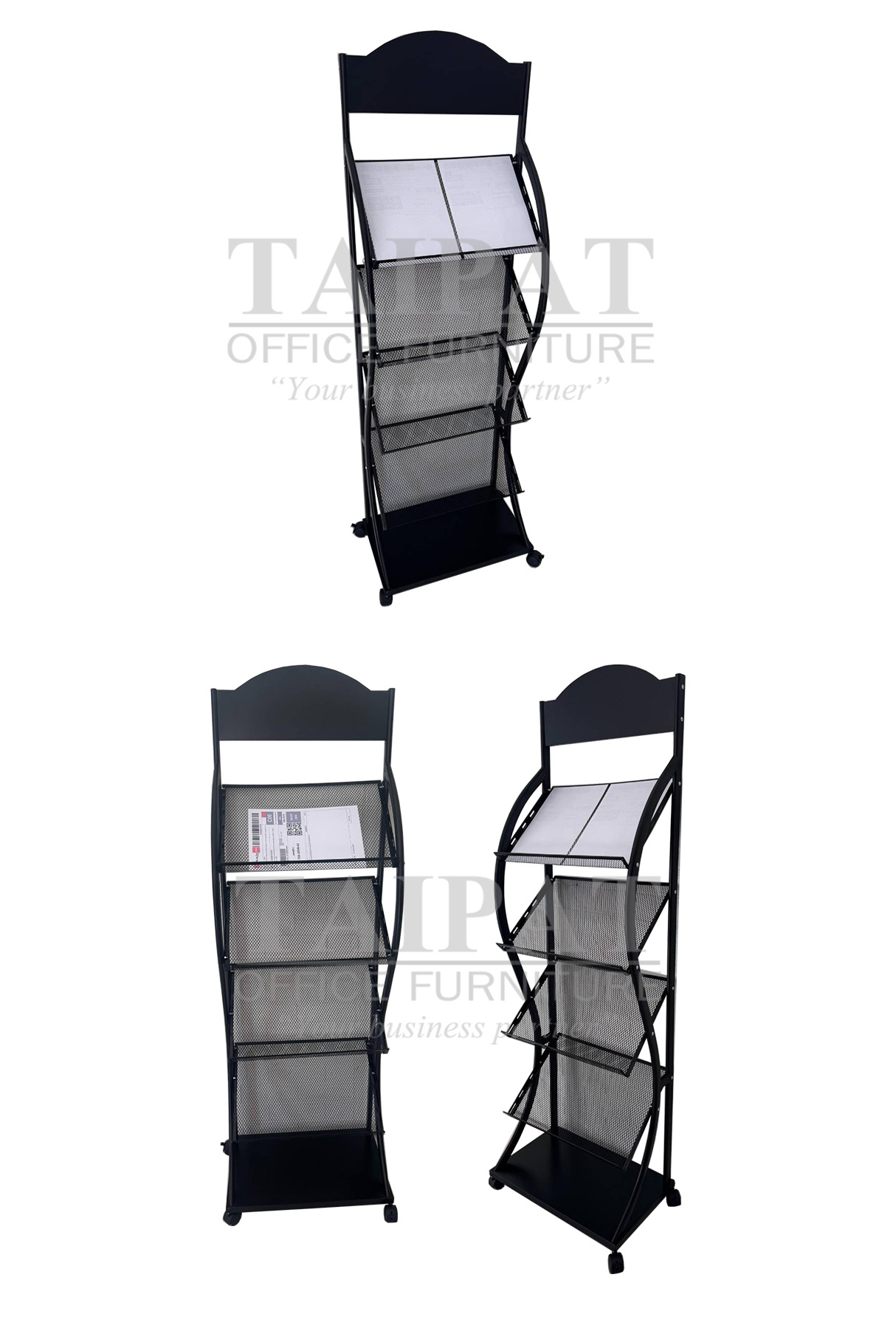 ชั้นเหล็กวางโบว์ชัวร์เหล็ก มีล้อเลื่อน TATC-10J