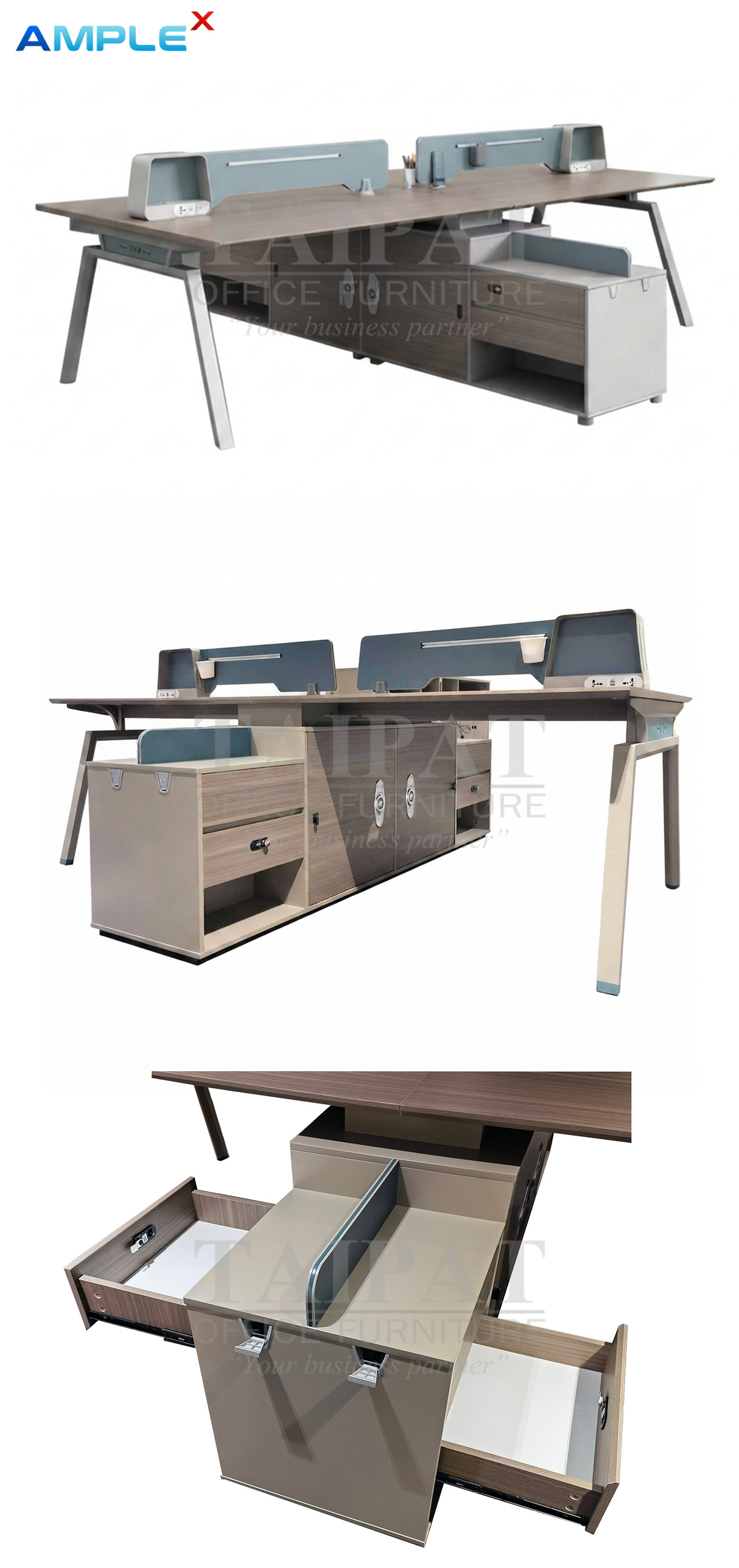 โต๊ะทำงานกลุ่ม 4 ที่นั่ง AX-14PR14A-2421