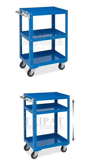 รถเข็น 3 ชั้น สีน้ำเงิน มีมือจับ ล้อเลื่อน TPTT3-4006