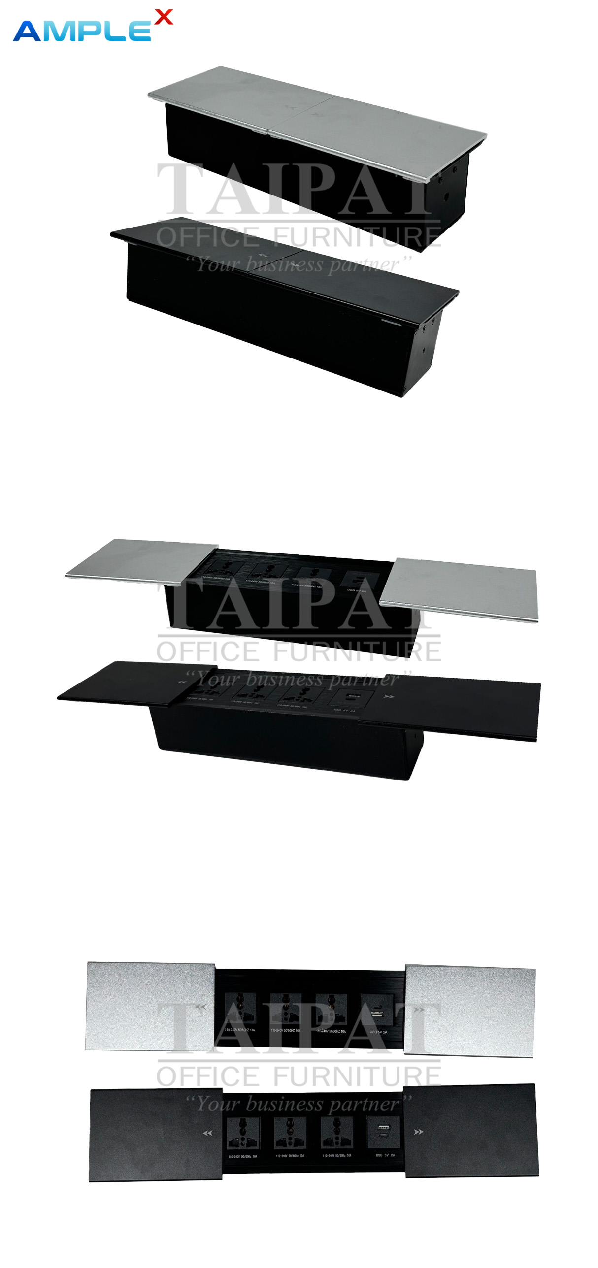 กล่องไฟ POP UP ฝาสไลด์อลูมิเนียม ( ฝาสีเงิน , สีดำ ) รุ่น  JX-728A  AX-02009