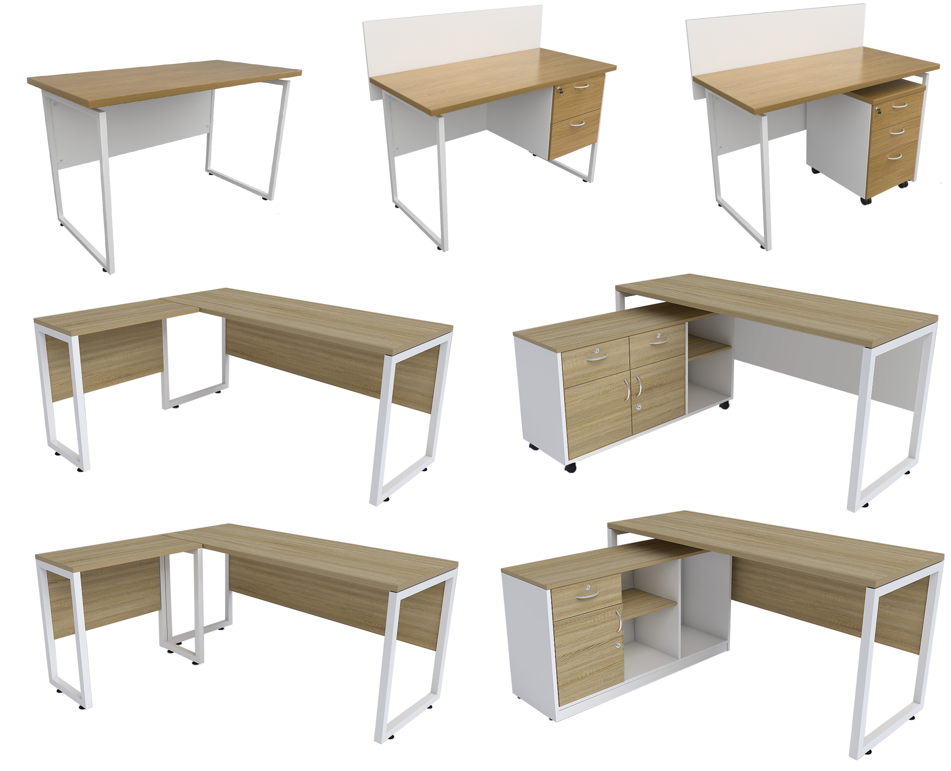 โต๊ะทำงานขาเหล็ก STU  Opus Series (ขาเหล็กสี่เหลี่ยมด้านเท่า กรอบรูปตัวโอ หน้าโต๊ะยกลอยจากขา)