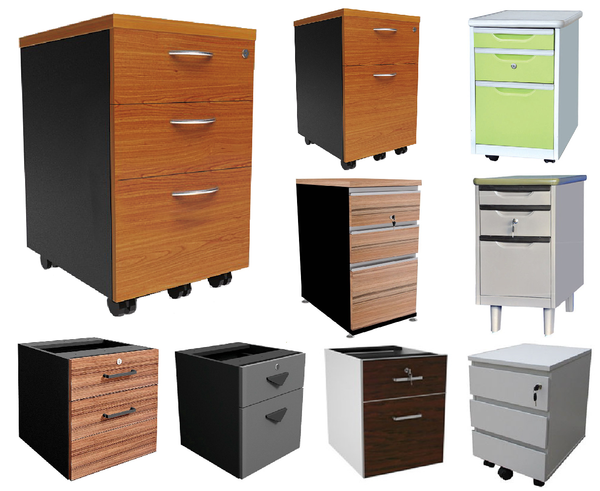 ตู้ลิ้นชักใต้โต๊ะมีล้อเลื่อน ตู้ลิ้นชักเสริมข้างโต๊ะ (ไม้ , เหล็ก ) Pedestal Cabinet