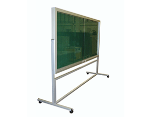 บอร์ดปิดประกาศกำมะหยี่ตู้กระจก มีขาตั้งล้อเลื่อน