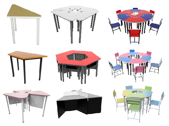 โต๊ะสี่เหลี่ยมคางหมู โต๊ะสามเหลี่ยม โต๊ะสามเหลี่ยมทรงเพชร โต๊ะทรงโดนัท